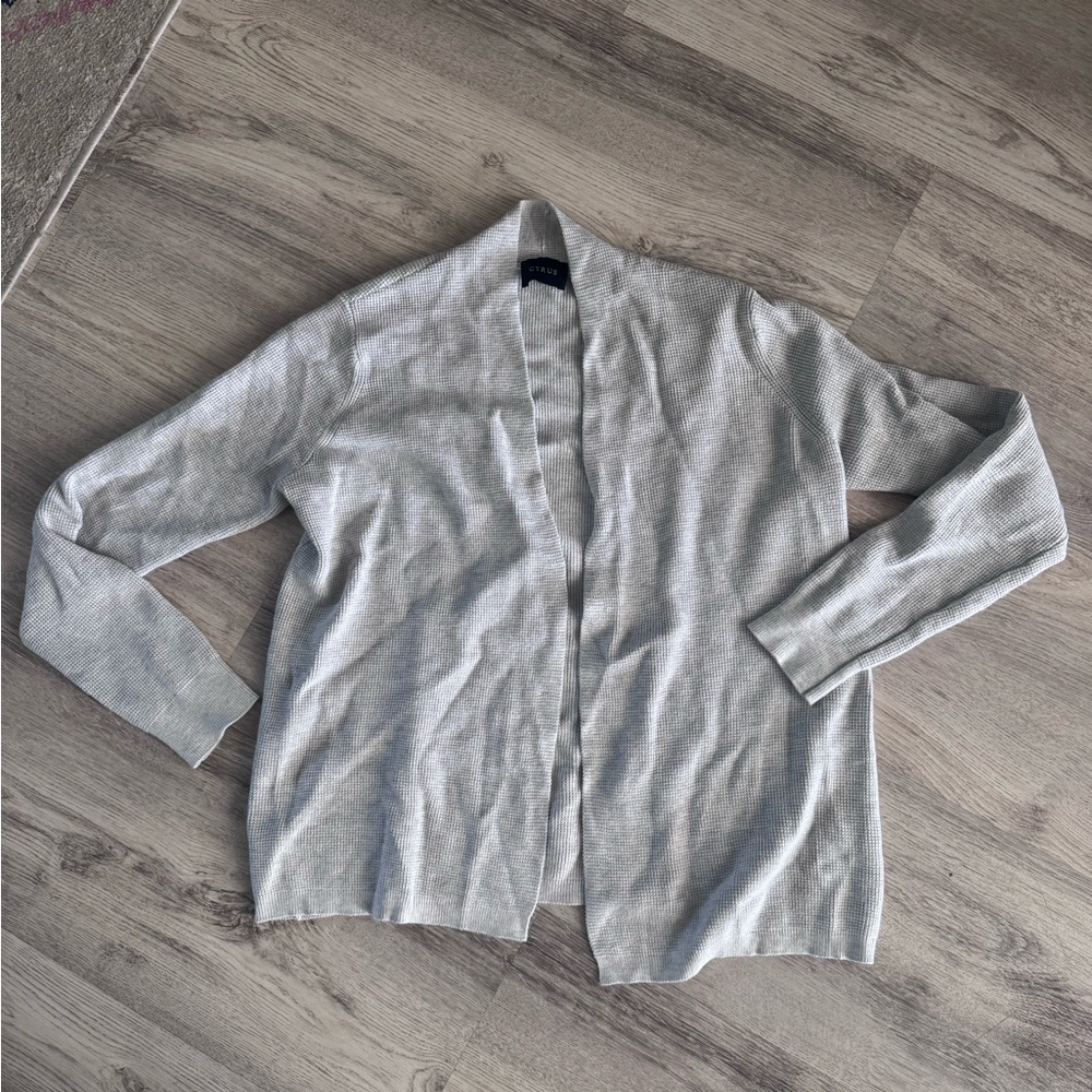 Cyrus Heather Light Gray Open-Front Knit Cardigan